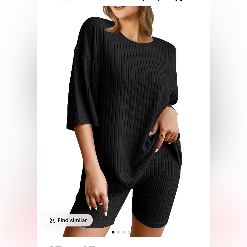 Black Ribbed Two-Piece Set